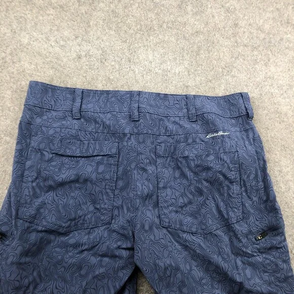 Eddie Bauer Shorts Mens 38 Blue Topo Print Hiking Zip Pockets Outdoor Trail - Picture 7 of 10